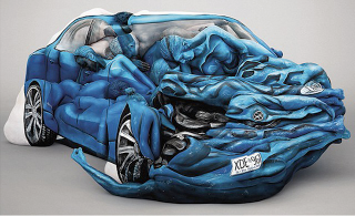 Illustration for article titled Who Wants to Drive a Crashed Car Made with Naked Bodypainted People?